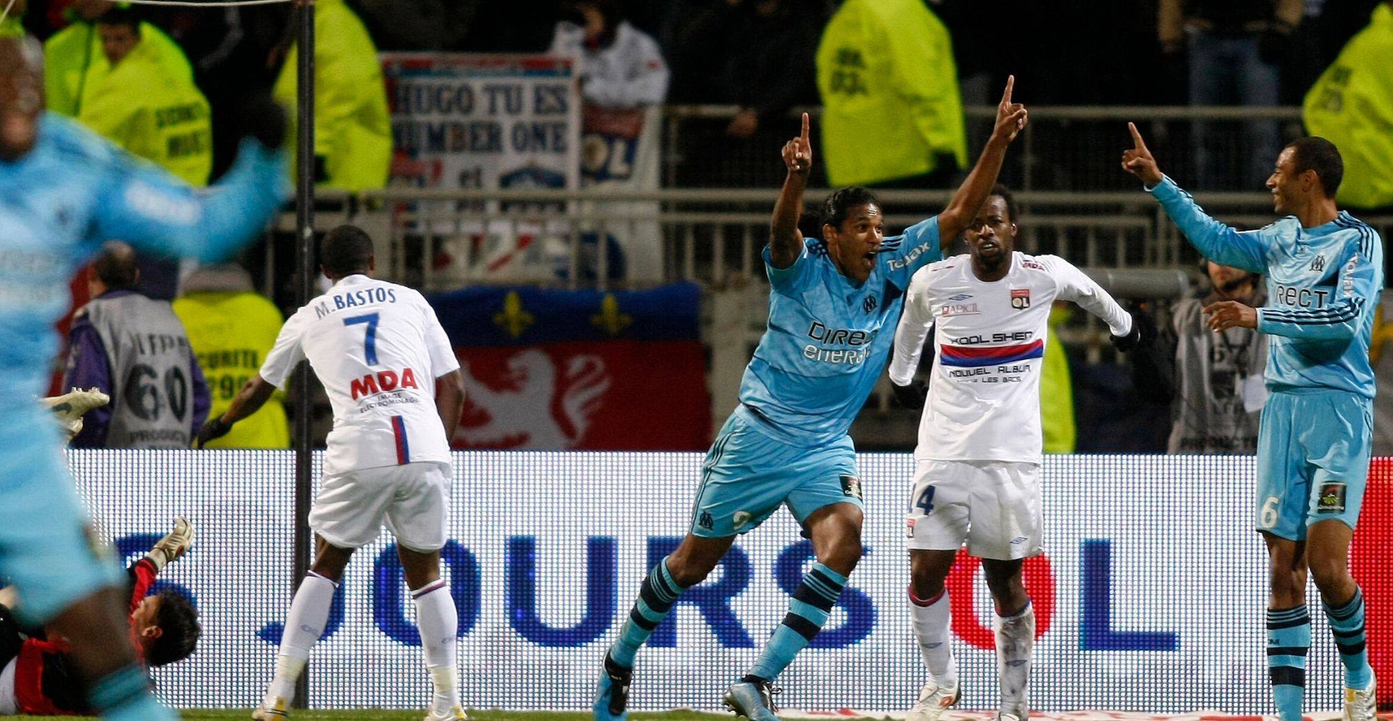 Brandao celebrates after putting Marseille 4-2 up