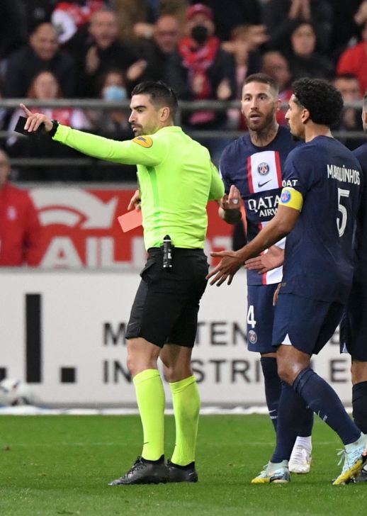 Reims PSG Ramos red card