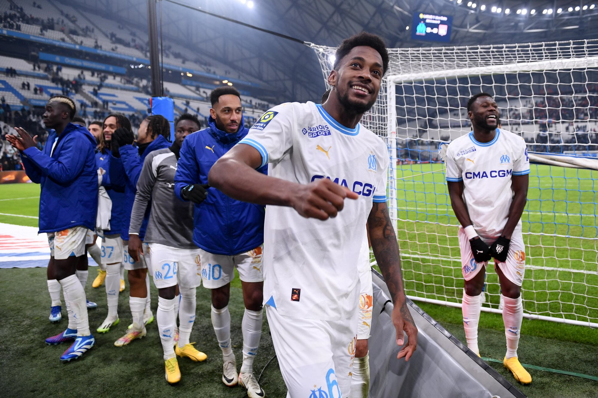 Marseille's Amir Murillo celebrates post-match