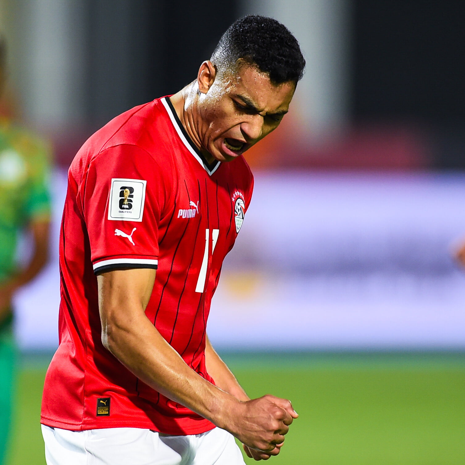 Egypt and FC Nantes striker Mostafa Mohamed celebrates a goal
