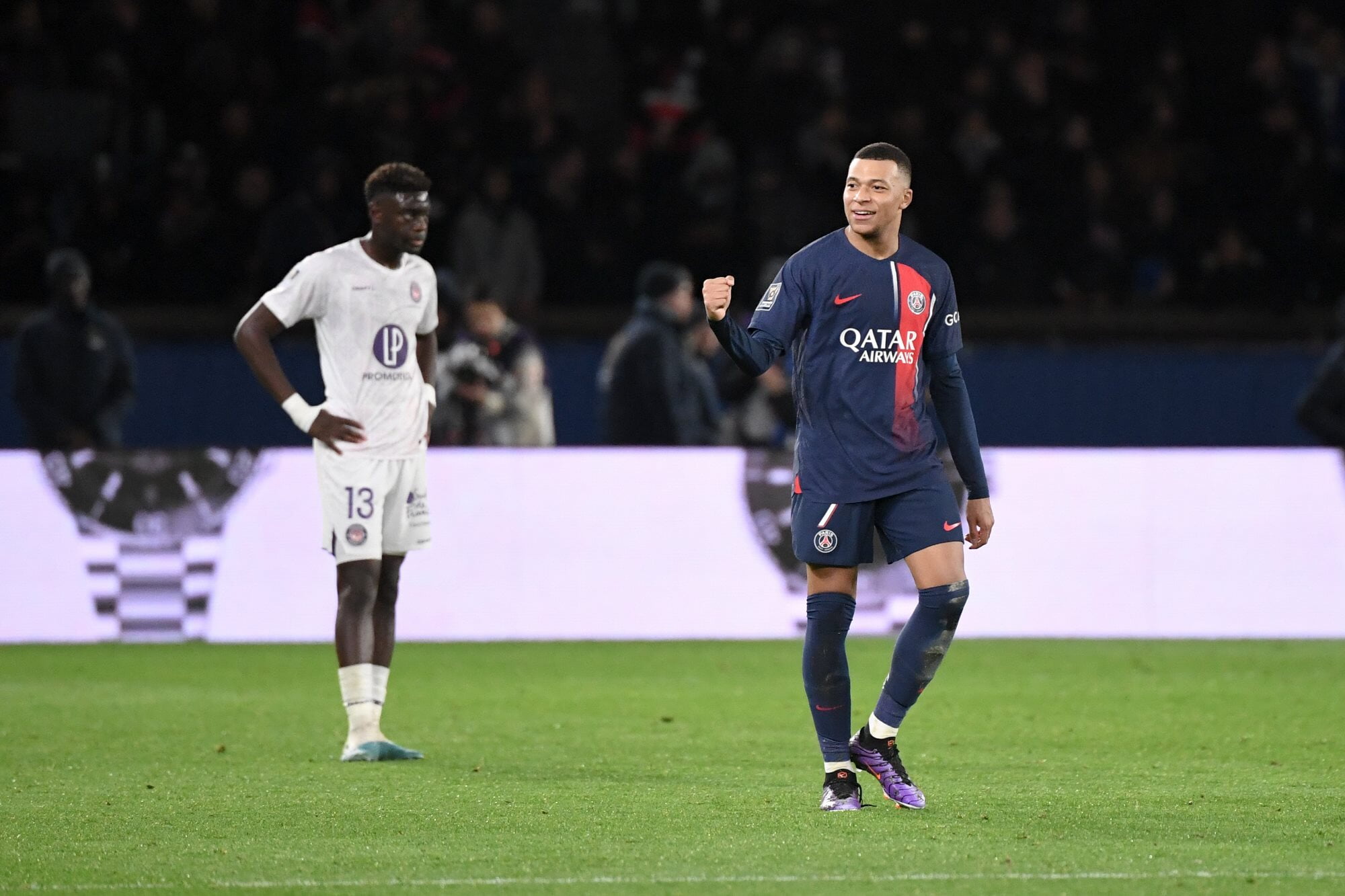 Kylian Mbappé celebrates against Toulouse FC