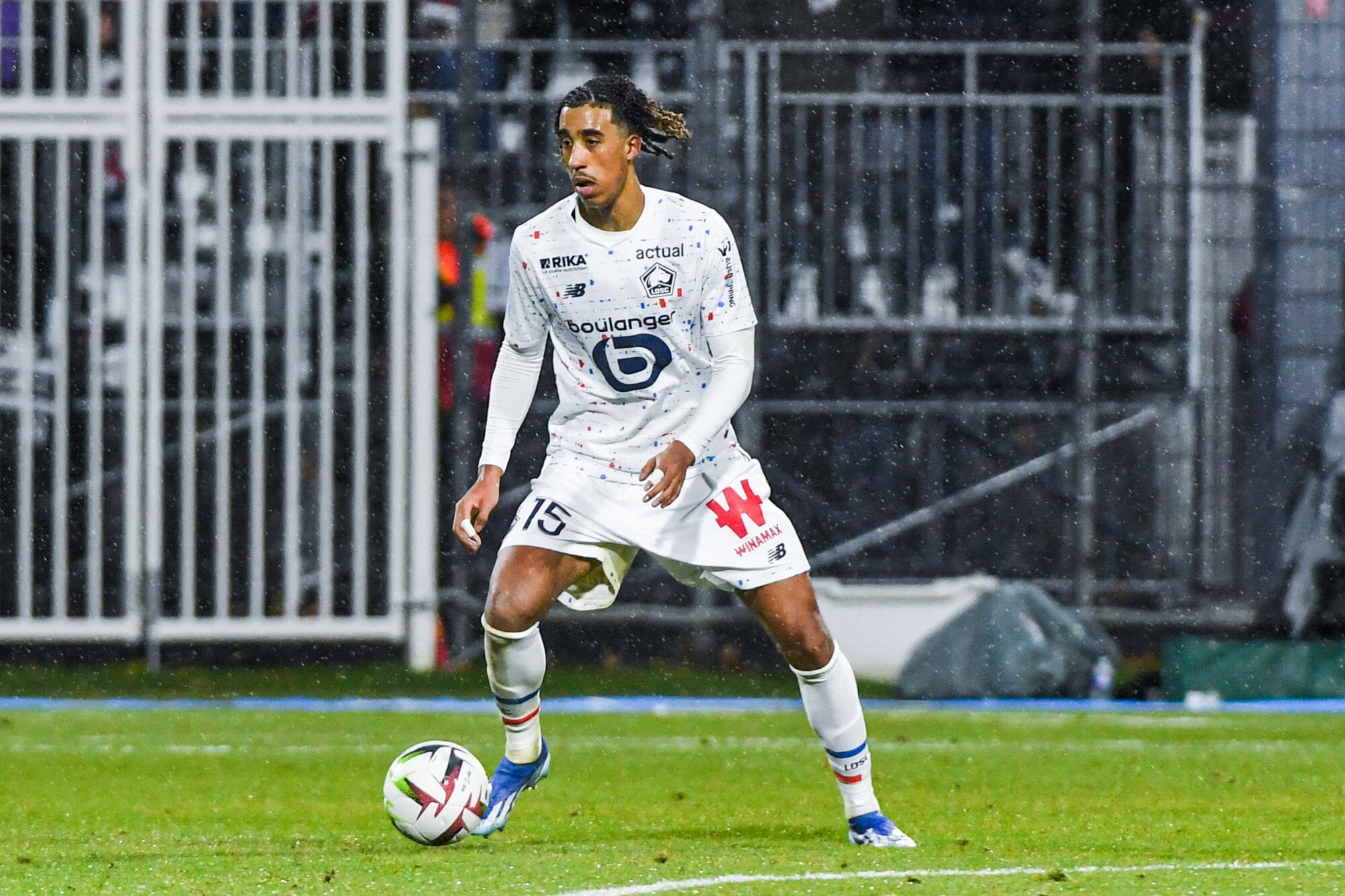 LOSC Lille's Leny Yoro on the ball