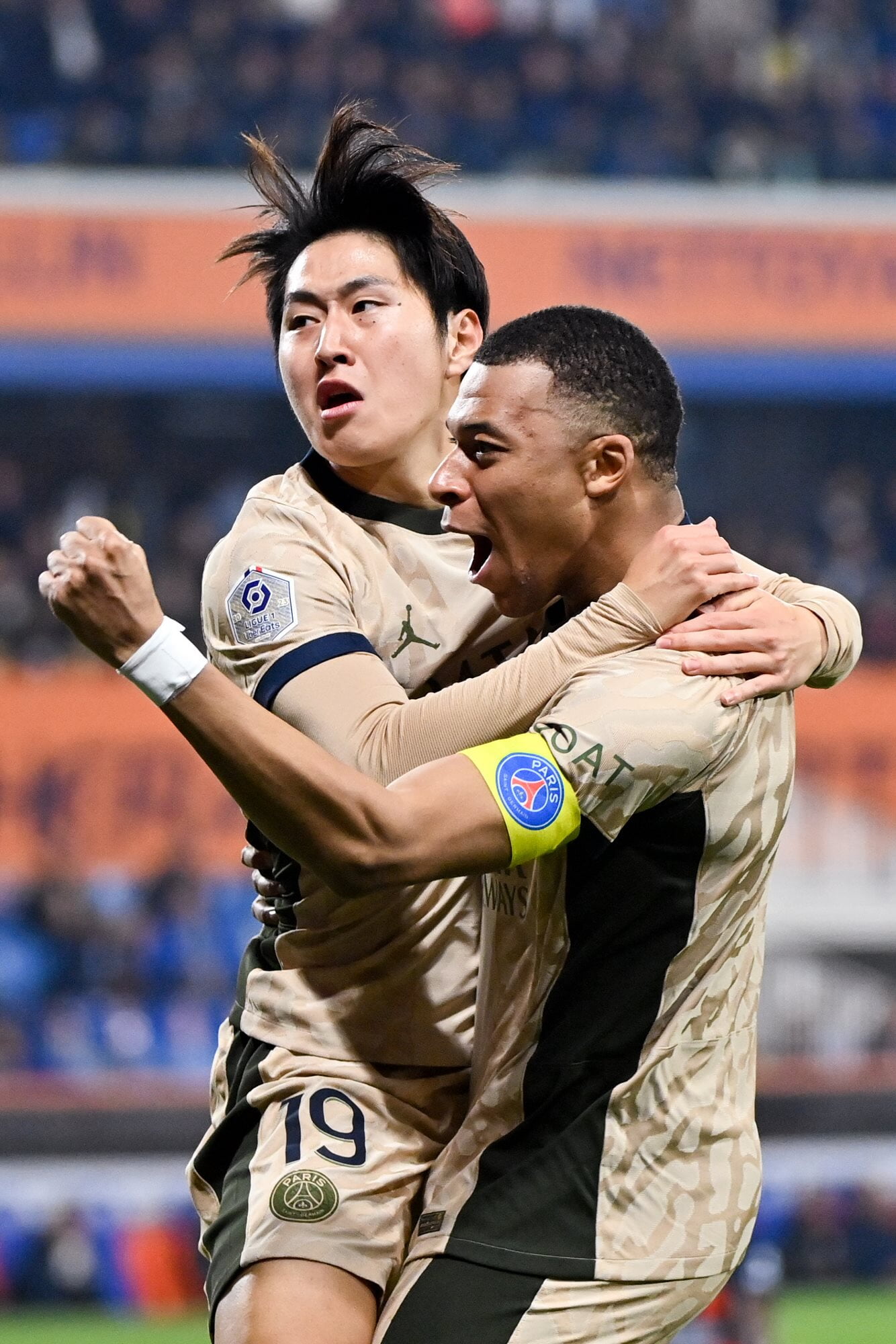 Kang-in Lee and Kylian Mbappe