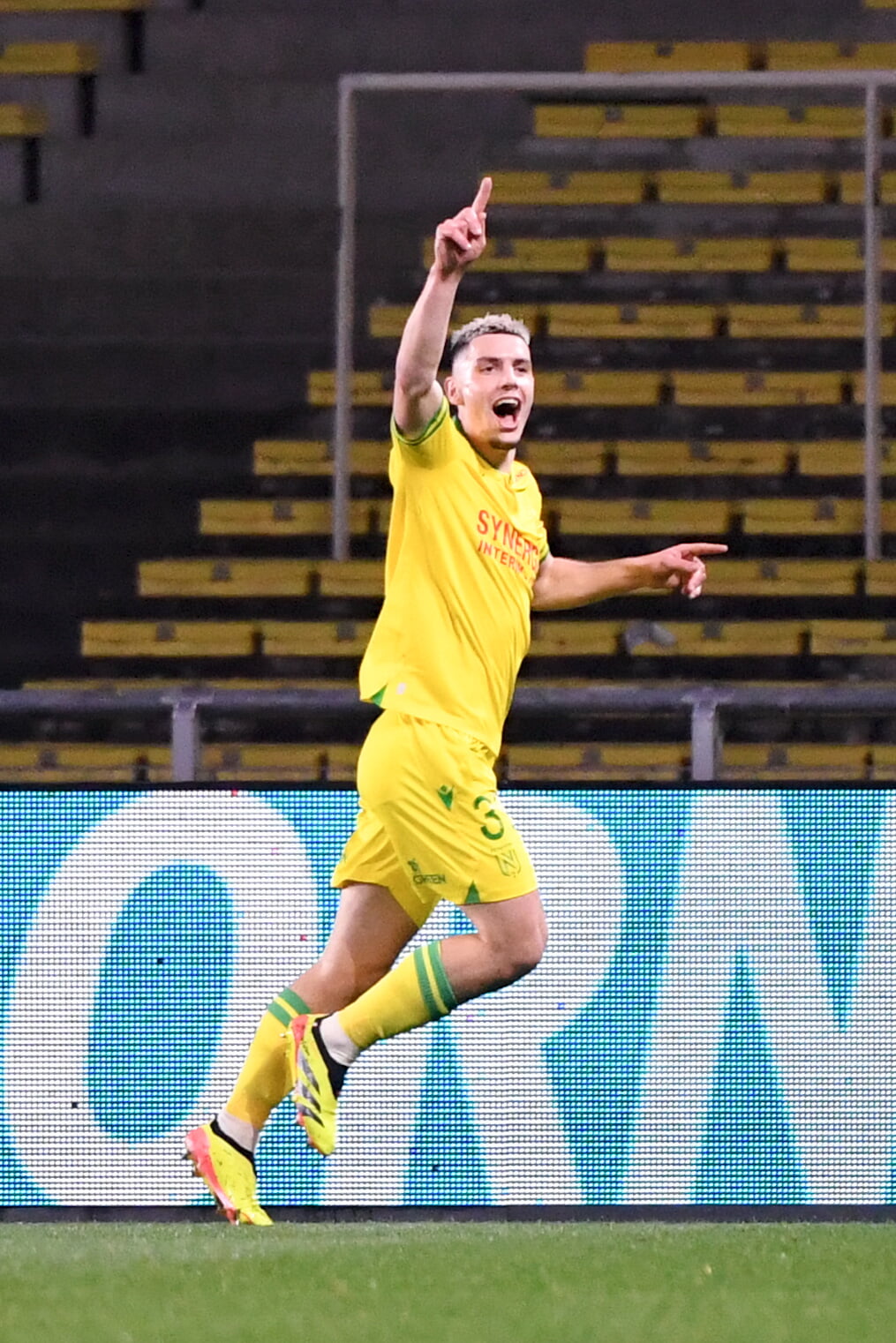 Nantes' Matthis Abline celebrates a goal
